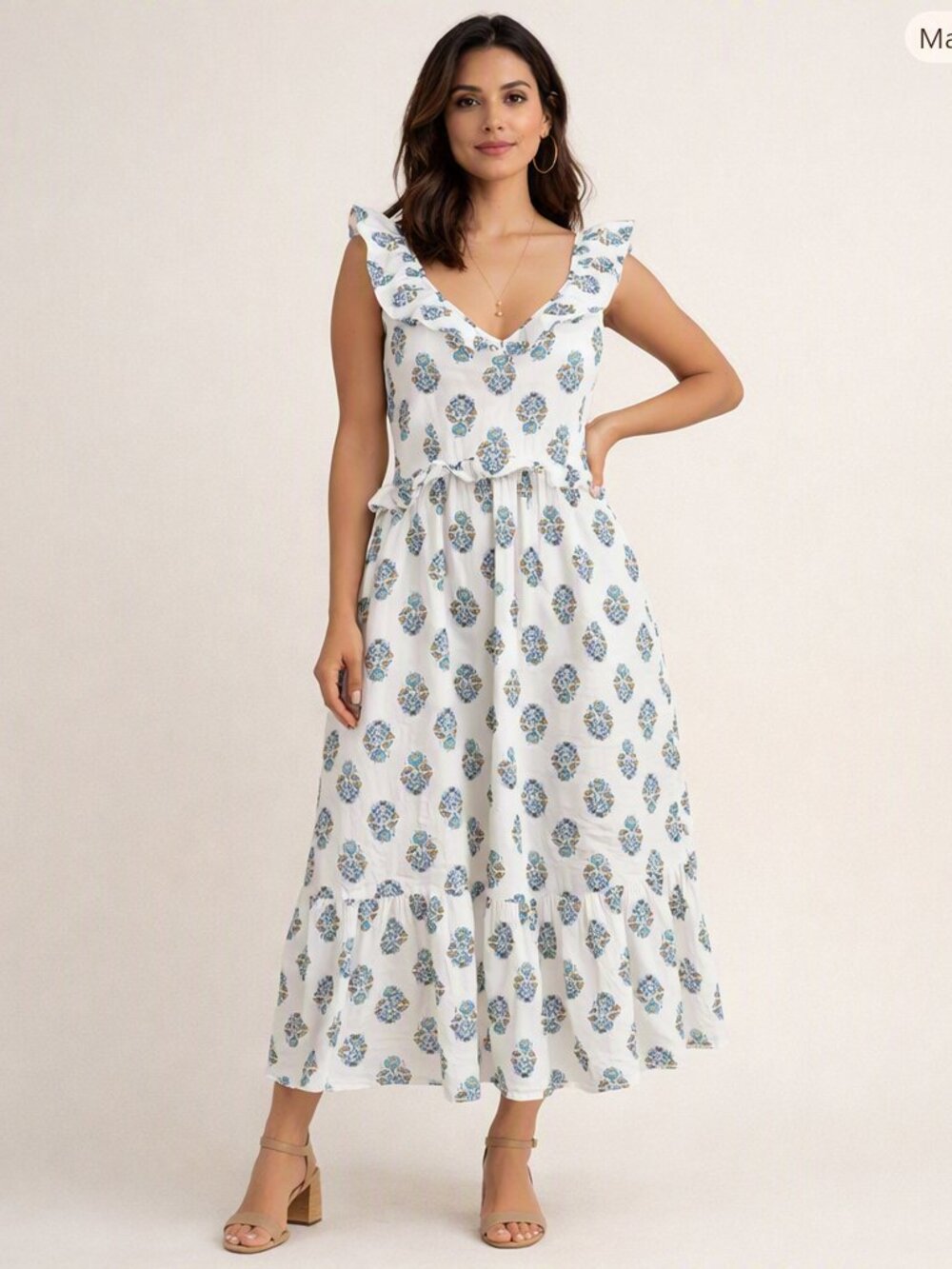 J.Crew V-Neck Ruffle maxi dress  floral block print Size 12